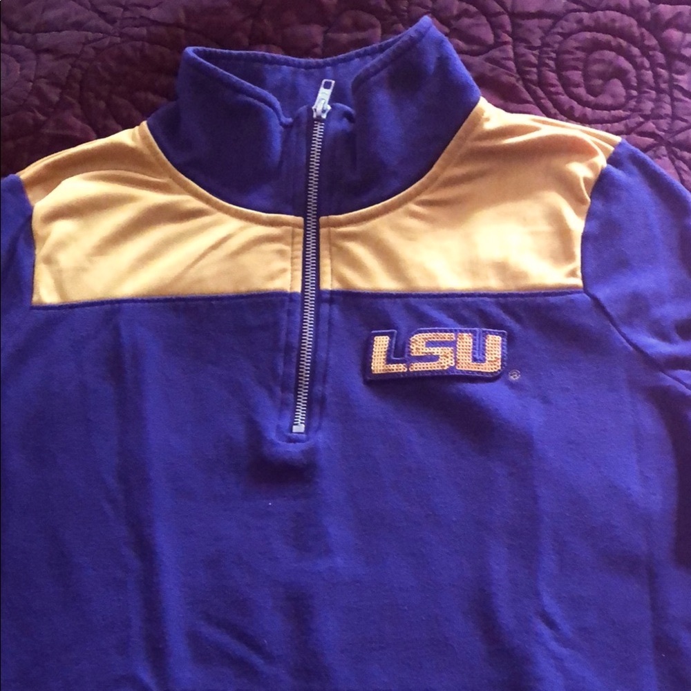 PINK Victoria's Secret Purple Quarter-Zip LSU Pullover. Size S